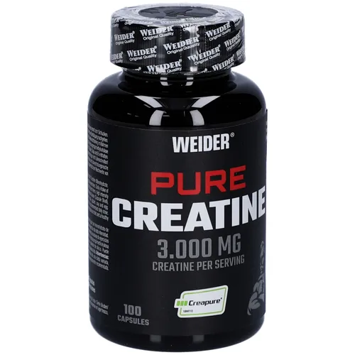 Weider Pure Creatine 100 Kapseln - Nahrungsergänzungsmittel zur Leistungssteigerung, Made in Germany, zuckerfrei und ohne künstliche Süßstoffe für effektiven Muskelaufbau.