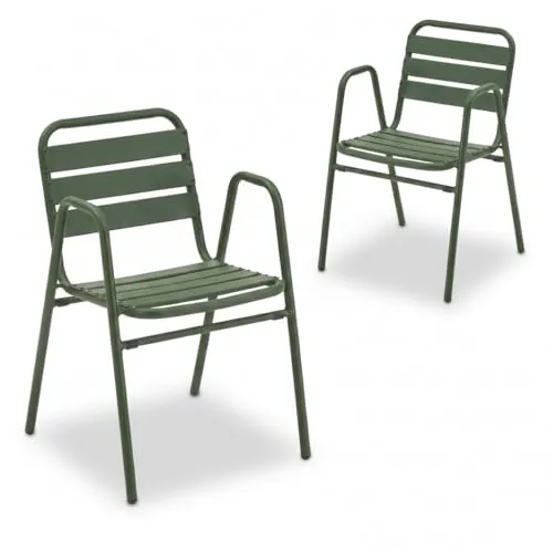 Liadomo Gartenstuhl 2er-Set Lesina - Wetterfester Stapelstuhl für Balkon und Terrasse - 2er-Set Stapelstühle Lesina aus pulverbeschichtetem Aluminium, ideal für Garten und Terrasse. Pflegeleicht, stabil und clever stapelbar für platzsparende Lagerung. Modernes Bistro-Design für stilvolle Außenbereiche.