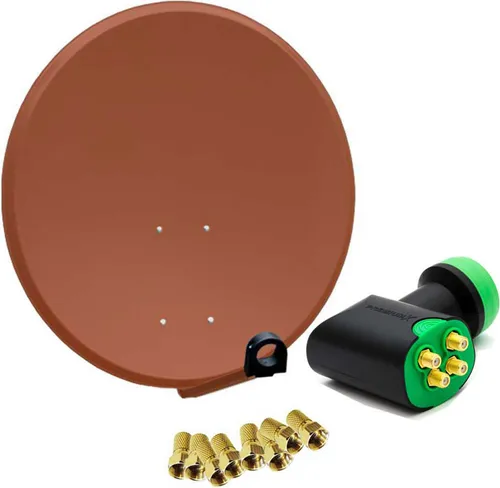 Premium X Satelliten-Komplettanlage 80cm - SAT-Antennen mit verzinktem Stahl und Polyesterbeschichtung für optimalen Korrosionsschutz. Ideal für den Empfang von bis zu 4 Teilnehmern und mehreren Satelliten.