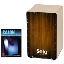Sela Varios Cajon Brown Set mit Cajonschule - Hochwertiges Cajon mit 15 mm starkem Birkenkorpus und modernem Design. Inklusive Cajonschule für den perfekten Einstieg in die Welt der Handperkussion.