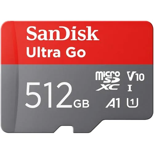 SANDISK Ultra Go Micro SDXC Speicherkarte 512 GB mit Adapter - Hochgeschwindigkeits-Speicherkarte mit bis zu 150 MB/s, ideal für universelle Nutzung und hohe Kapazität von 512 GB – perfekt für Ihre digitalen Daten.
