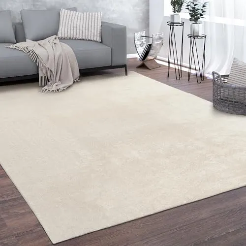 Paco Home Teppich Cadiz 630, cream - Flachgewebe-Teppich, besonders weich und waschbar, ideal für gemütliche Wohnräume. Maße: 140x200 cm, Fußbodenheizungsgeeignet.