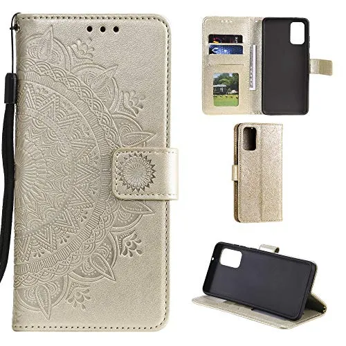 CoverKingz Handy Case kompatibel mit Huawei P40 Pro - Handy Cover mit Kartenfach Phonecase – Smartphone Hülle klappbar Motiv Mandala Gold