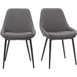 Miliboo HOLO - Hellgraue Esszimmerstühle (2er-Set) - Stilvolle Esszimmerstühle aus grauem Samt mit komfortablem Schaumstoffsitz und elegantem Metallfuß, ideal für ein gemütliches Esszimmer.
