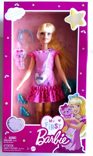 My First Barbie Malibu-Puppe - Puppen & Spielsets für Vorschulkinder, mit blonden Haaren und Zubehör für kreatives Spielen und fantasievolle Abenteuer.