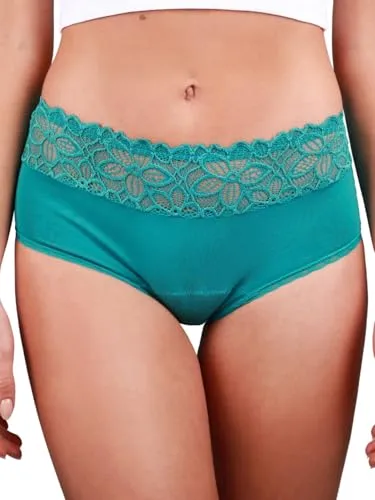 Taynie Deluxe Periodenunterwäsche aus Bio-Baumwolle - Periodenwäsche - Menstruationsunterwäsche - ersetzt 2-3 Tampons, Periodenslip Tragedauer bis 12 Std., waschbar bis 60°C (42, Petrol)