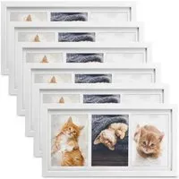 Bomoe Galeria Bilderrahmen Set 3 Bilder 10x15cm Weiß - Elegantes 6-teiliges Set aus MDF-Holz und bruchsicherem Kunststoffglas. Ideal für Fotos und Kunstwerke, schützt Ihre Erinnerungen und verleiht jedem Raum eine persönliche Note.