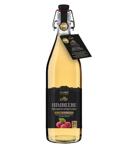 Alte Himbeere Schnaps 1,0 Liter - Fruchtig-intensiver Himbeer-Schnaps mit 36 % vol, gereift im Holzfass. Ideal für besondere Anlässe oder zum Genießen. Schneller Versand bei mySpirits!