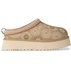 UGG Damen Tazz Sun Stitch Slipper - Senfsamen, Größe 9 - Stylische Slipper aus Wildleder mit umweltfreundlichen Materialien und komfortablem Schafsfellfutter. Ideal für entspannte Tage!