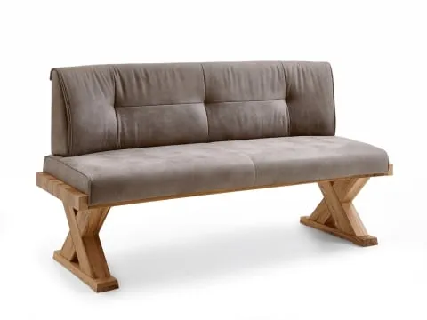 Niehoff Möbel Alexa Polsterbank 208cm, stone - Esszimmermöbel für optimale Sitzplätze, ideal kombinierbar mit der Eckbank Alexa für gesellige Runden und hohen Komfort durch das bequeme Umschlagpolster.
