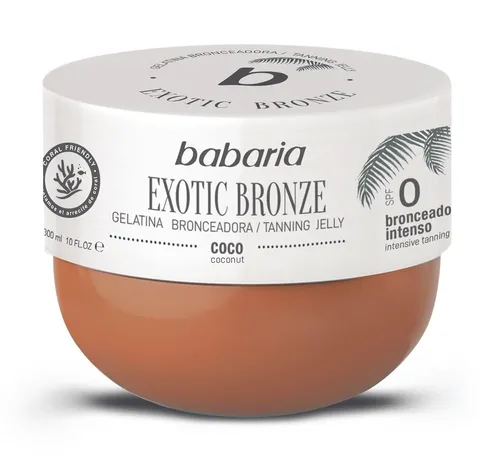 Babaria Exotic Bronze Coconut Tanning Jelly - Wasserfestes Bräunungs-Gel mit Aloe Vera für eine schnelle, natürliche Bräune. Ideal für den Außenbereich und duftend. Perfekt für den gesamten Körper, 300 ml.