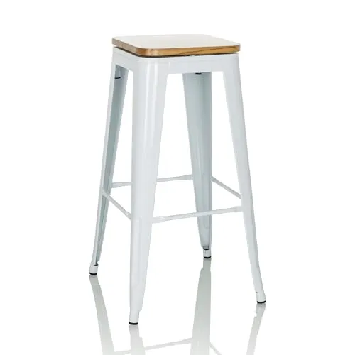 hjh OFFICE VANTAGGIO HIGH Barhocker drehbar - Stapelbarer Barhocker im Industrie-Design mit 360° drehbarer Holz-Sitzfläche für höchsten Komfort; ideal für Zuhause und Gastronomie.
