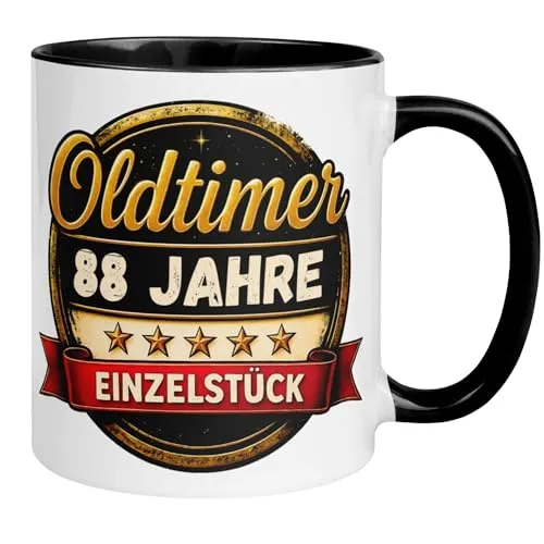 Geburtstag Männer Geschenk Tasse | Oldtimer – 88 Jahre Einzelstück | Lustige Geschenk Geburtstagstasse mit Spruch 88. Geburtstag | 88ter Geburtstag - Witziges Geburtstagsgeschenk Mann 88
