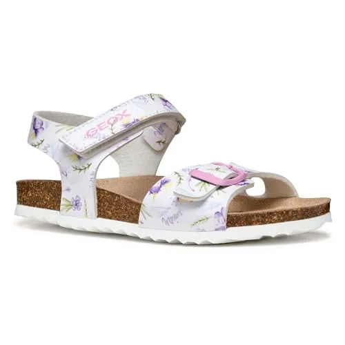 Geox J ADRIEL GIRL Sandale, Mädchen Sandale mit Fußbett in lila-weiß - Wanderschuhe für Mädchen, modisch und bequem, mit hochwertigem Fußbett für optimalen Tragekomfort und Unterstützung.