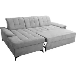 Robin Inspire Ecksofa mit Schlaffunktion - L-Form, Grau - Entdecke unser stilvolles Ecksofa mit Schlaffunktion: Ideal für gemütliche Abende und Übernachtungsbesuche. Verstellbare Sitztiefe und Rückenhöhe sorgen für individuellen Komfort in deinem Zuhause.