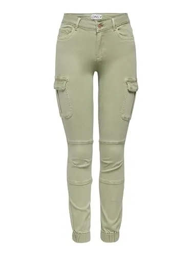 ONLY Cargo Jeans Hose ONLMISSOURI - Stretch Denim Jogger Pants - Moderne Slim Mid Waist Karottenhose in knöchellanger Form mit zwei großen Taschen und Gummibund am Knöchel, ideal für lässige Outfits.