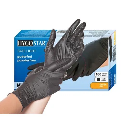 Hygostar Safe Light Nitrilhandschuhe - 100 Stück - Virendichte Einweghandschuhe für die Gastronomie, latexfrei und puderfrei. Hohe Griffigkeit, elastisch und ölbeständig – ideal für den professionellen Einsatz in der Lebensmittelindustrie.