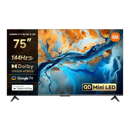 Xiaomi TV S Mini 75 - 75 Zoll QLED Fernseher - Fernseher mit Mini-LED-Technologie, 1200nits Helligkeit und 144Hz Bildwiederholrate für atemberaubende Bilder und ultraschnelle Animationen.