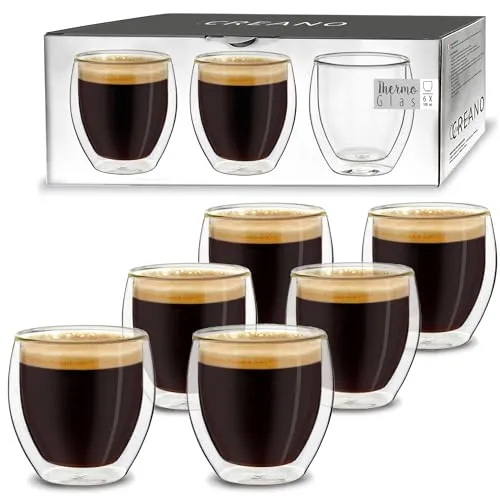 Creano Teeglas Doppelwandige Espresso-Gläser aus Borosilikatglas - Doppelwandige Gläser für perfekten Teegenuss, isolierend und stilvoll – ideal für Tee-Liebhaber und besondere Anlässe.
