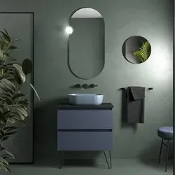 Salgar SPIRIT 700 Wandhängender Schrank mit Metallauszug - Nachtblau - Exklusiver wandhängender Schrank SPIRIT 700 in Nachtblau mit zwei Metallauszügen und Softeinzug. Perfekt für ein stilvolles Badezimmer, modular und vielseitig kombinierbar.
