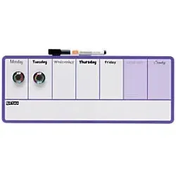 Nobo Mini Wandmontierbares magnetisches Whiteboard Wochenplaner 1904048 Lackierter Stahl 360 x 140 mm Weiß, Violett