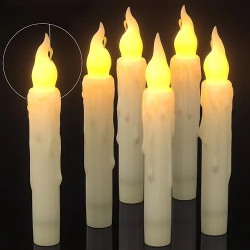 PChero LED Stabkerzen mit Timerfunktion - 6 Stück flammenlos für festliche Dekoration - LED Kerzen für Innen- und Außenbereich, sicher ohne Brandgefahr, mit 6 Stunden Timer für komfortable Nutzung und romantische Atmosphäre bei besonderen Anlässen.