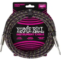 Ernie Ball Geflochtenes Gitarrenkabel - Gerade Gerade, 5,49 m, sauerstofffreies Kupfer für klaren Ton und langlebige Konstruktion