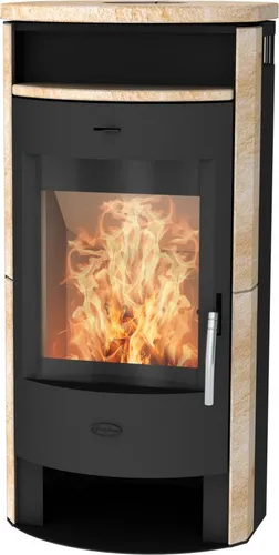 Heathus Kaminofen MAIA Sandstein 6,0 kW - Effiziente Wärme für Ihr Zuhause - Kaminofen mit 6,0 kW Nennwärmeleistung, Holz- und Tee-Fach, Energieeffizienzklasse A+. Ideal für gemütliche Abende und effiziente Heizleistung.