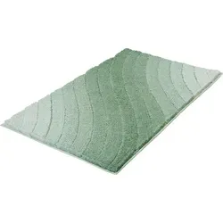 Kleine Wolke Badematte Tender - Badteppich mit rutschhemmender Beschichtung, ideal für Sicherheit und Komfort, fußbodenheizungsgeeignet und waschbar, schilfgrün mit Hoch-Tief-Effekt, Maße: 60 cm x 100 cm x 20 mm.