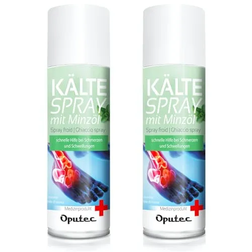 400ml Oputec Kältespray Eisspray Sport: Erste-Hilfe-Spray bei Sportverletzungen, Schmerzen und Schwellungen (Minze) - Medizinisches Kühlspray für jedes Erste-Hilfe-Set 2 x