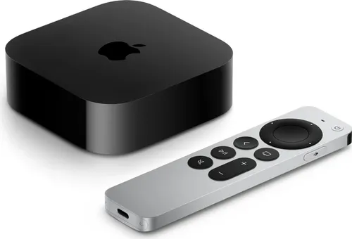 Apple TV 4K (3. Generation) - 64 GB, Schwarz/Silber - Media Player mit 4K Dolby Vision, HDR10+ und Dolby Atmos für ein echtes Kinoerlebnis zu Hause. Steuere dein Apple TV ganz einfach mit der Siri Remote oder deiner Stimme.
