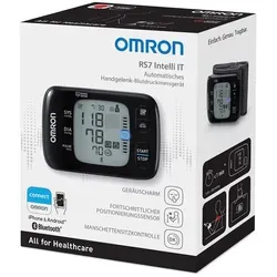 Omron Rs7 Intelli It Handgelenk Blutdruckmessgerät - Blutdruckmessgerät mit elegantem Design, präzise Messungen dank LED-Sensor und Bluetooth-Konnektivität zur OMRON connect App für einfache Gesundheitsüberwachung.