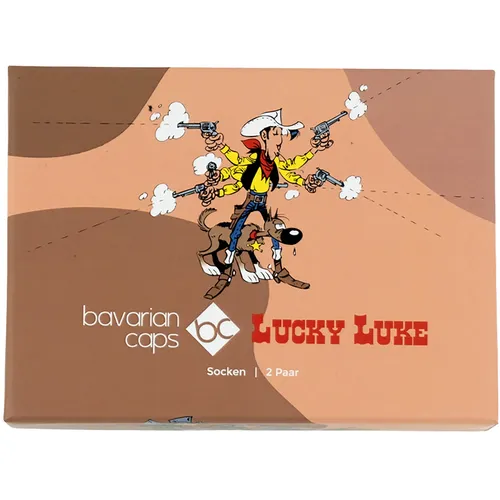 Bavarian Caps Freizeitsockenbox "Lucky Luke" - Entdecken Sie die Bavarian Caps Sockenbox "Lucky Luke" in den Größen 36-40. Diese originellen Freizeitsocken kombinieren bayerische Tradition mit einem Hauch von Wildem Westen. Ideal für jeden Anlass und bequem im Alltag.
