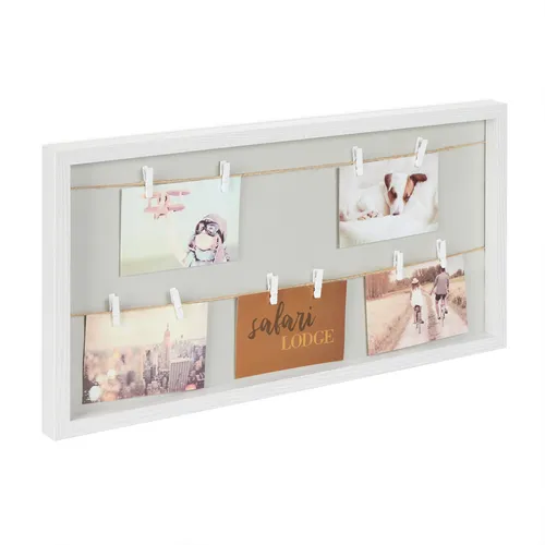 Bilderrahmen Bildergalerie Fotocollage Wandfotohalter Fotoleine MDF 10 Klammern