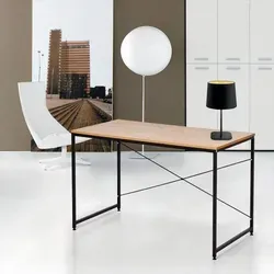 Arbeitstisch Wootop aus Holz und Edelstahl 150 x 60 cm - Eleganter Schreibtisch im industriellen Stil, ideal für Home-Office und Büro. Mit stabiler Metallkonstruktion und großzügiger Ablagefläche für Laptop und Zubehör. Hochwertige Materialien für Langlebigkeit und ansprechendes Design.