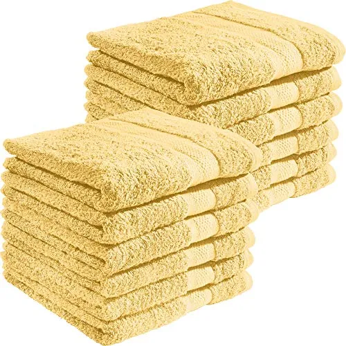 REDBEST Handtuchset Chicago, 12er-Pack in hellgelb, 50x80 cm - ideal für Sport und Reisen - Entdecken Sie das REDBEST Handtuchset Chicago mit 12 saugstarken und strapazierfähigen Handtüchern. Perfekt für unterwegs, überzeugen sie durch ihre Leichtigkeit und das ansprechende Design. Mit praktischen Schlaufen zum Aufhängen.