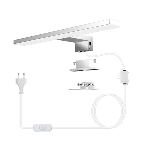 Azhien LED Badezimmer Spiegelleuchte 5W,Kaltweiß 6500K Wandleuchte 500lm Spiegelleuchte mit Stecker,3-in-1 Montage Badlampe,30CM Badezimmer Spiegellamp für Spiegelschrank,230V,300mm