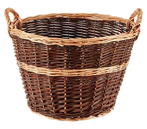 Dehner Weidenkorb Gartenkorb rund, 35 cm hoch, 50 cm Durchmesser - Hochwertiger Gartenkorb aus roher und gesottener Weide, ideal zur Aufbewahrung von Holzscheiten oder als dekoratives Pflanzgefäß. Robust und vielseitig einsetzbar für Garten und Kamin.