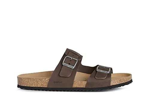 Geox Herren Pantolette Ghita U159VB 00032 C6024 in Braun, Größe 44 - Bequeme Herren Pantolette aus hochwertigem Nubukleder, ideal für den Sommer. Atmungsaktive RESPIRATM Technologie sorgt für ein angenehmes Fußklima und hohen Tragekomfort.