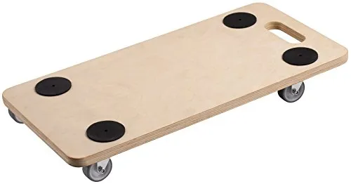 Metafranc Transportroller 590 x 290 mm - 200 kg Tragkraft - Sperrholz - PU-Räder / Möbelroller / Transporthilfe für Umzug / Rollwagen für Möbel-Transport / Kistenroller aus Holz / 822100 Holzfarbe