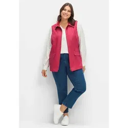 Sheego Longweste aus Microfaser in Rot, Größe 48 - Reisetaschen, figurumspielende Longweste aus weicher Microfaser mit Umlegekragen - ideal für einen lässigen Look.