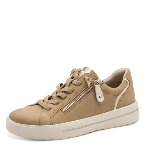 Jana Damen Low Vegan 8-23770-46 Sneaker, Sand, 40 EU - Vielseitige Sneaker mit herausnehmbarem Fußbett für individuellen Komfort. Kombinierte Schnürung und Reißverschluss sorgen für einfache Handhabung. 100 % vegan und modisch – perfekt für jeden Tag und jede Gelegenheit.
