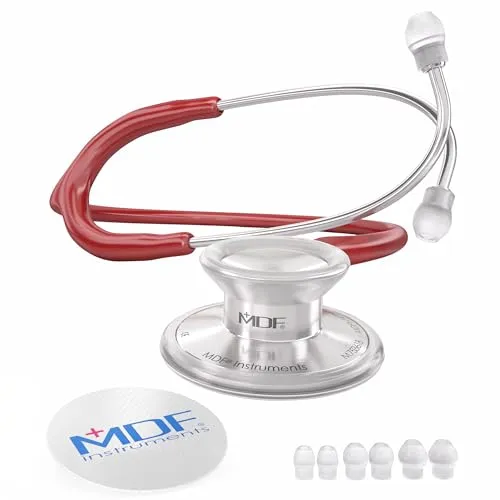 MDF Instruments MDF747XP Acoustica luxuriöses leichtes Zweikopf-Stethoskop, Gratis-Parts-for-Life & Lebenslange-Garantie, Weinrot