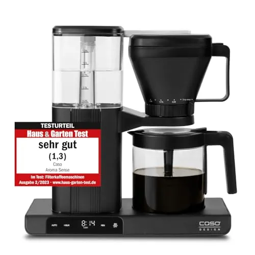 Caso Design CASO Aroma Sense - Design Filter-Kaffeemaschine mit intuitivem Touch-Bedienpanel, perfekter Aromaentfaltung und Warmhaltefunktion für bis zu 10 Tassen Kaffee.
