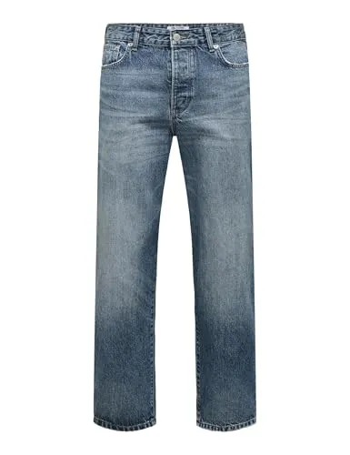 ONLY & SONS Herren ONSEDGE Straight MB Jeans - Moderne Jeans in Medium Blue Denim, 30W x 32L, perfekt für lässige Outfits und höchsten Tragekomfort.