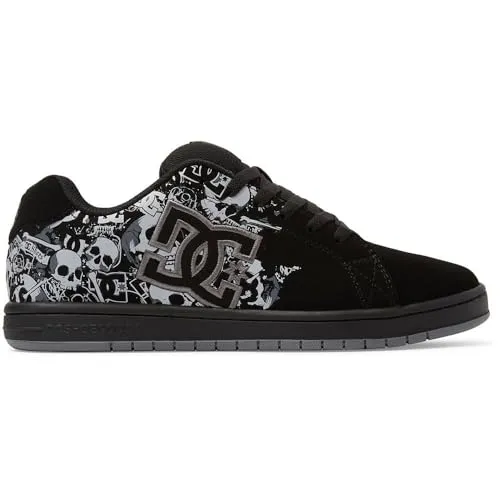 DC Shoes Herren Gaveler Sneaker – Black/DK Grey Print, 42 EU - Herren-Skateboardschuhe mit genähter Sohle für extra Haltbarkeit und atmungsaktivem Material, ideal für langanhaltenden Tragekomfort und stylisches Design im Alltag.