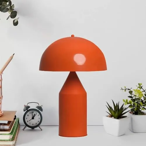 Bamyum Lipeo Tischlampe Orange Ø30 cm - Vintage Mushroom Lampe aus Metall, ideal für stimmungsvolle Beleuchtung im Wohnzimmer oder Schlafzimmer, schafft eine entspannte Atmosphäre.