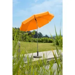 Sonnenschirm SCHNEIDER SCHIRME "Locarno" in Orange - Abknickbarer Standschirm mit 200 cm Durchmesser, aus 100% Polyester. Robustes Stahlgestell, ideal für den Einsatz im Freien, wasserabweisend und verrottungsfest.