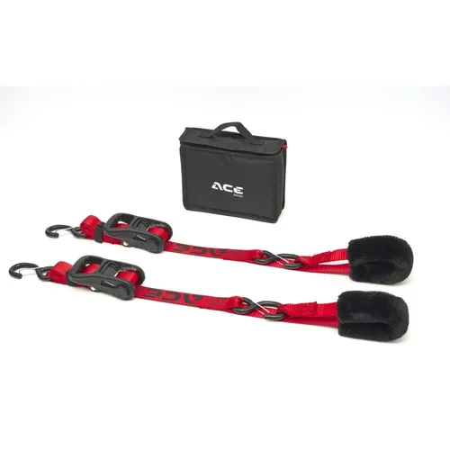 Acebikes Ratchet Premium Deluxe 2-Pack - Hochwertige Motorrad-Sicherung - Zubehör für Autoanhänger mit 900 daN Zugkraft, langlebigen Materialien und gummierten Haken zum optimalen Schutz Ihres Zweirads.