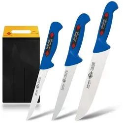 EIKASO Metzgermesser Set 3-teilig aus Molybdänstahl - Hochwertiges 3-teiliges Messerset für Profis und Hobbyköche: Ausbeinmesser, Stechmesser und Fleischmesser mit ergonomischem Griff für komfortables Schneiden. Ideal für präzises Arbeiten in der Küche.